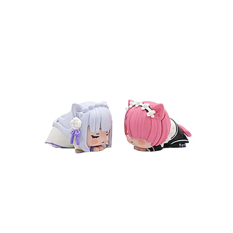 Re:Zero Rem, Emilia & Ram Cat Ears Lying Figure | 4CM Kawaii Mini Collectible Set