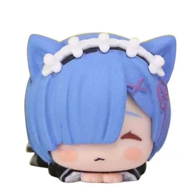 Re:Zero Rem, Emilia & Ram Cat Ears Lying Figure | 4CM Kawaii Mini Collectible Set