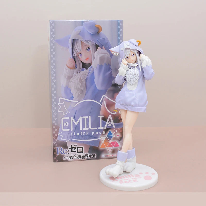 Re:Zero Rem, Ram, Emilia & Puck Figure Set | 22CM Isekai Seikatsu Collectible