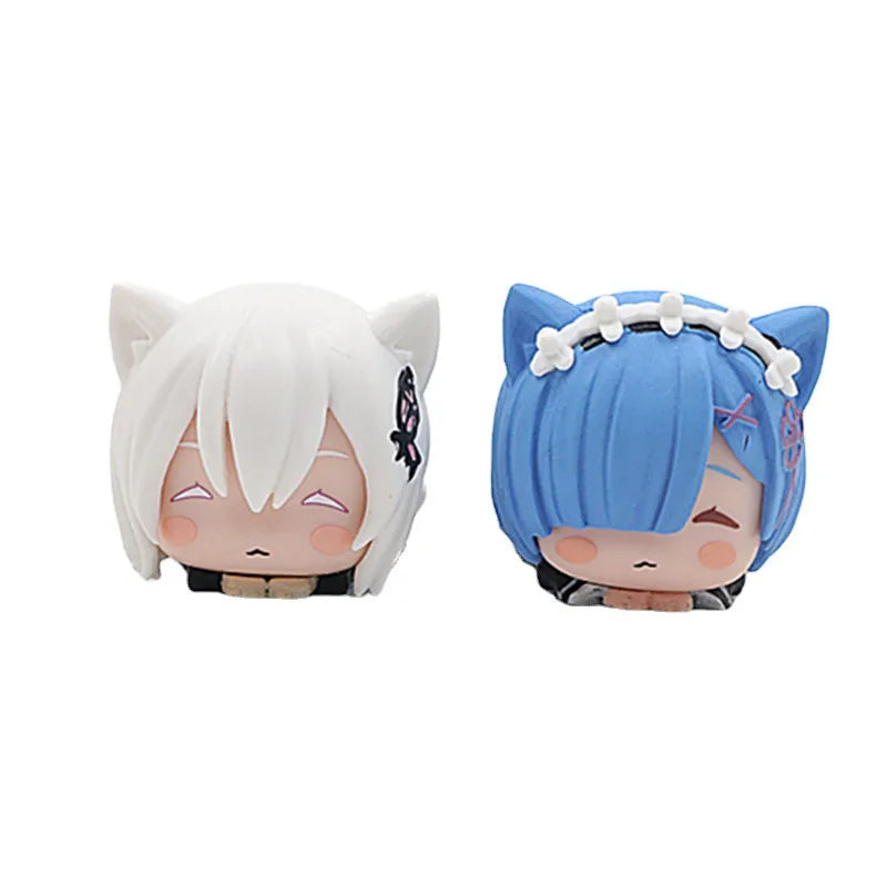 Re:Zero Rem, Emilia & Ram Cat Ears Lying Figure | 4CM Kawaii Mini Collectible Set