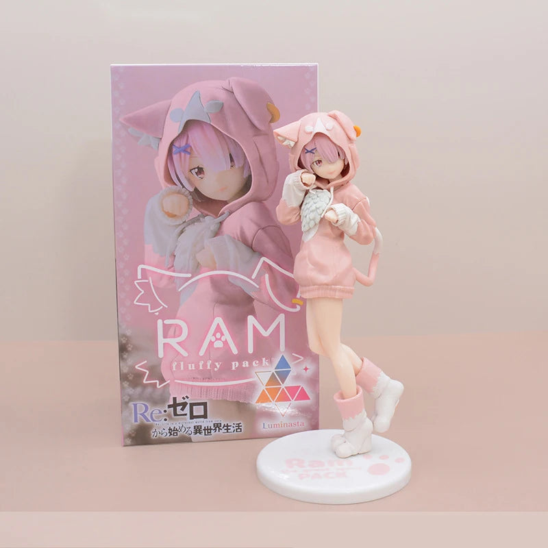 Re:Zero Rem, Ram, Emilia & Puck Figure Set | 22CM Isekai Seikatsu Collectible