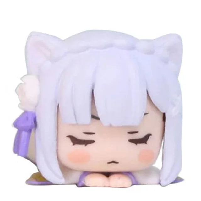 Re:Zero Rem, Emilia & Ram Cat Ears Lying Figure | 4CM Kawaii Mini Collectible Set