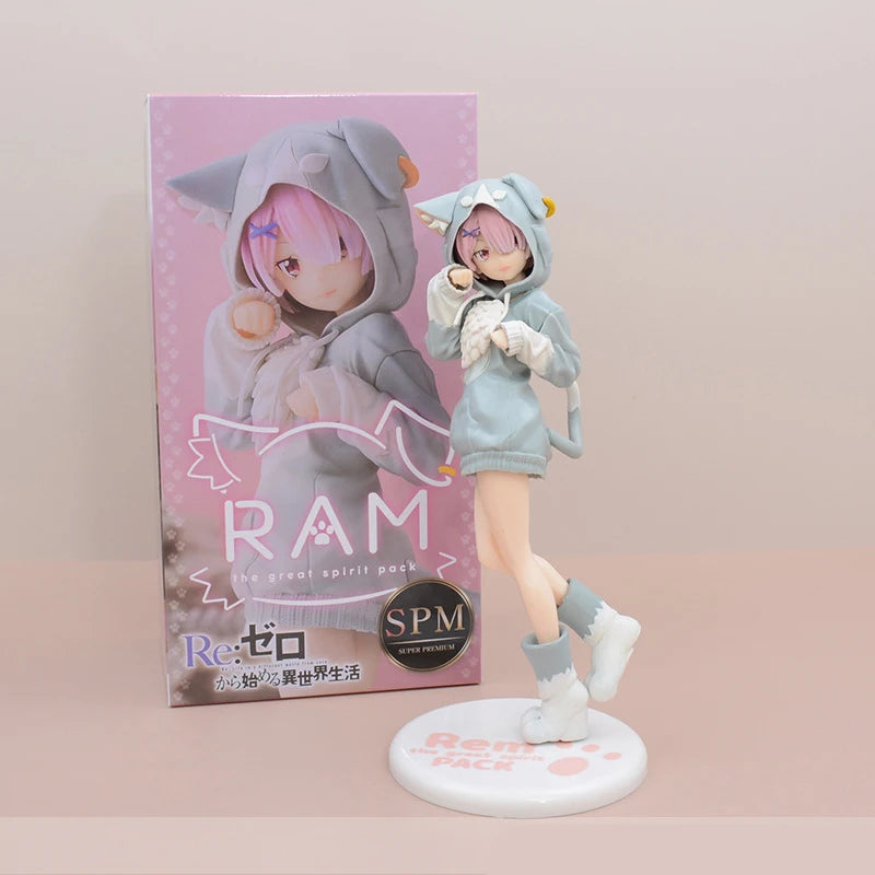 Re:Zero Rem, Ram, Emilia & Puck Figure Set | 22CM Isekai Seikatsu Collectible